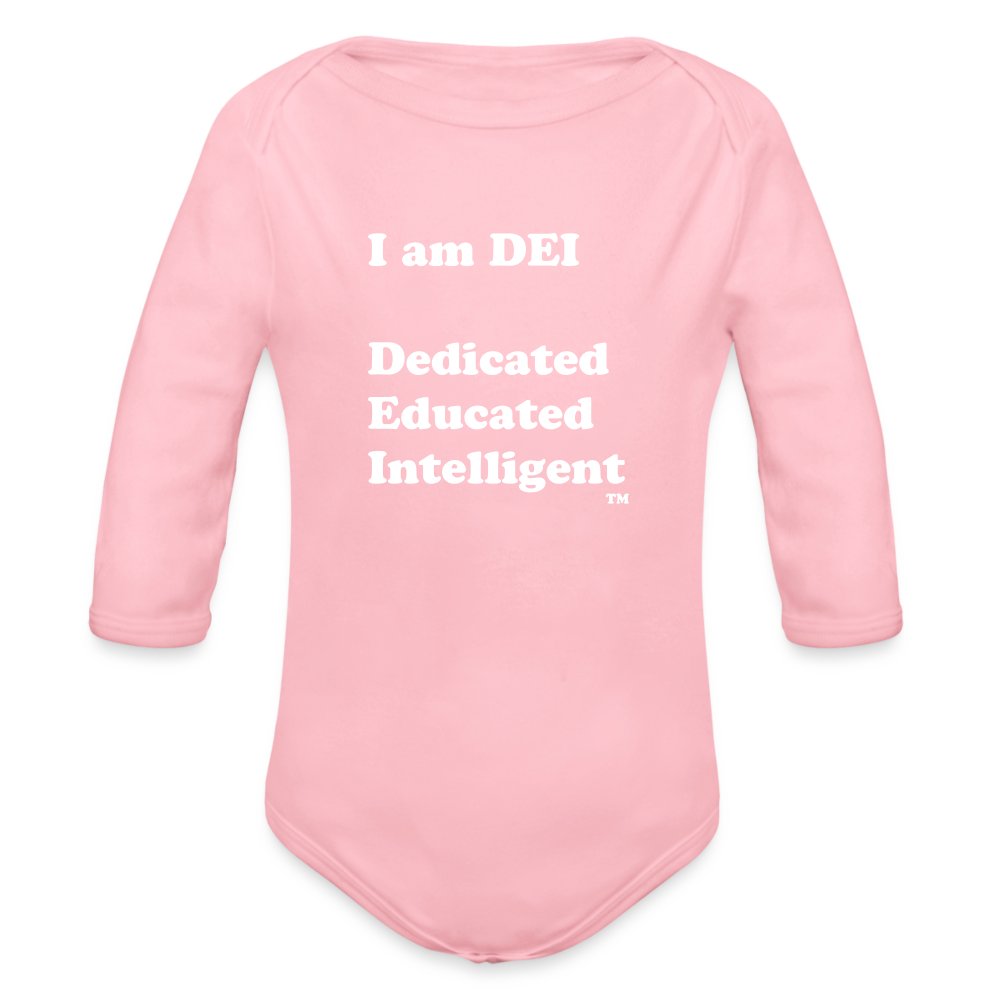 I am DEI - Organic Long Sleeve Baby Bodysuit - light pink