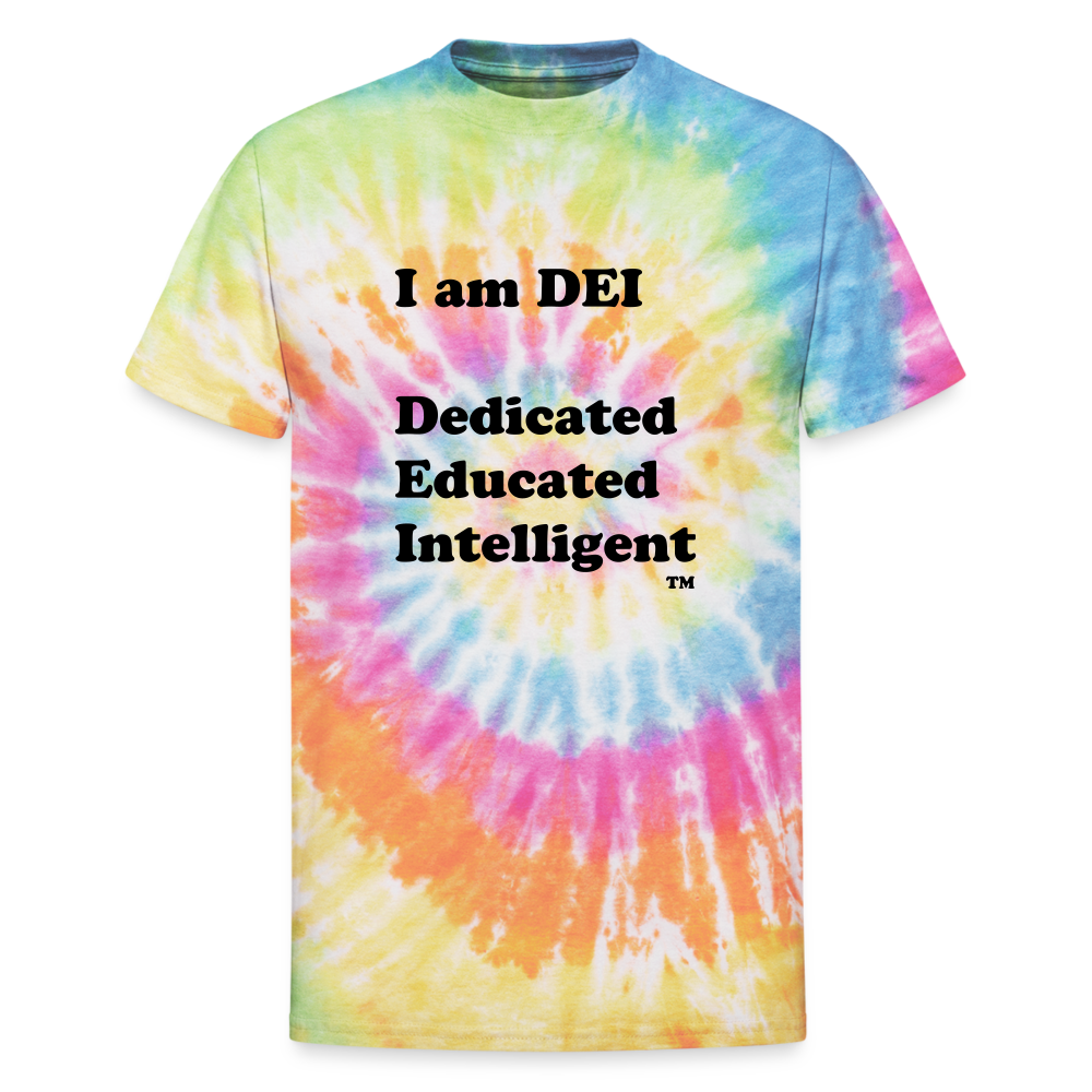 I am DEI - Unisex Tie Dye T-Shirt - rainbow